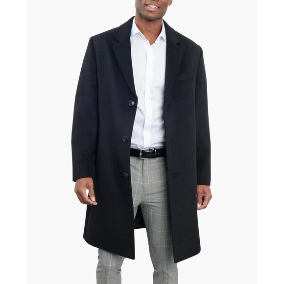 London Fog Signature 42" Single Breasted Wool Blend Jacket - Black 42R